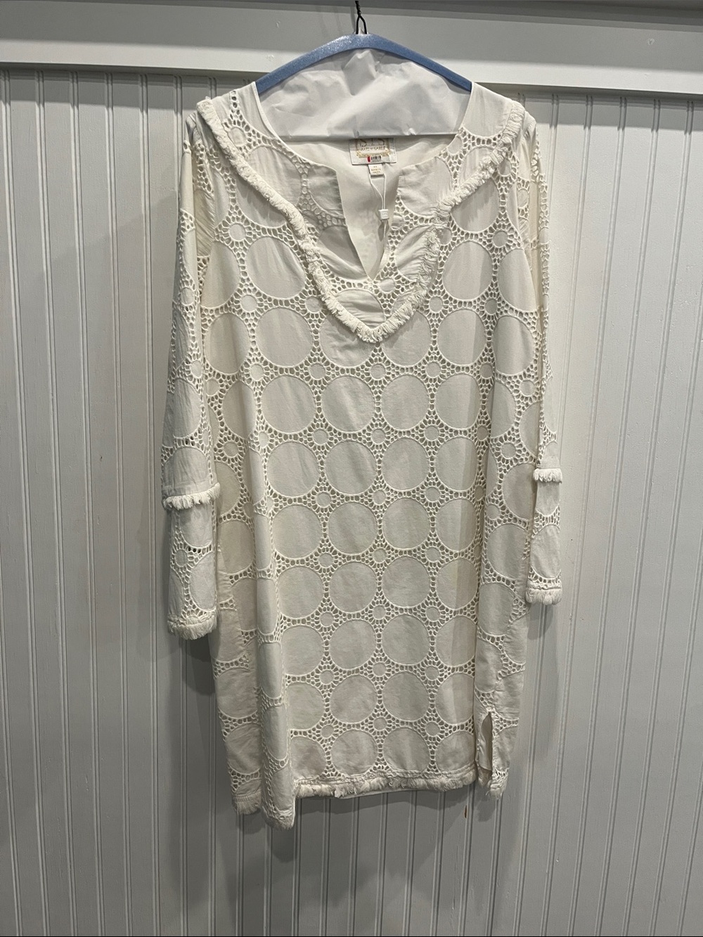 Sail to Sable Ivory Crochet Circle Tunic Dress